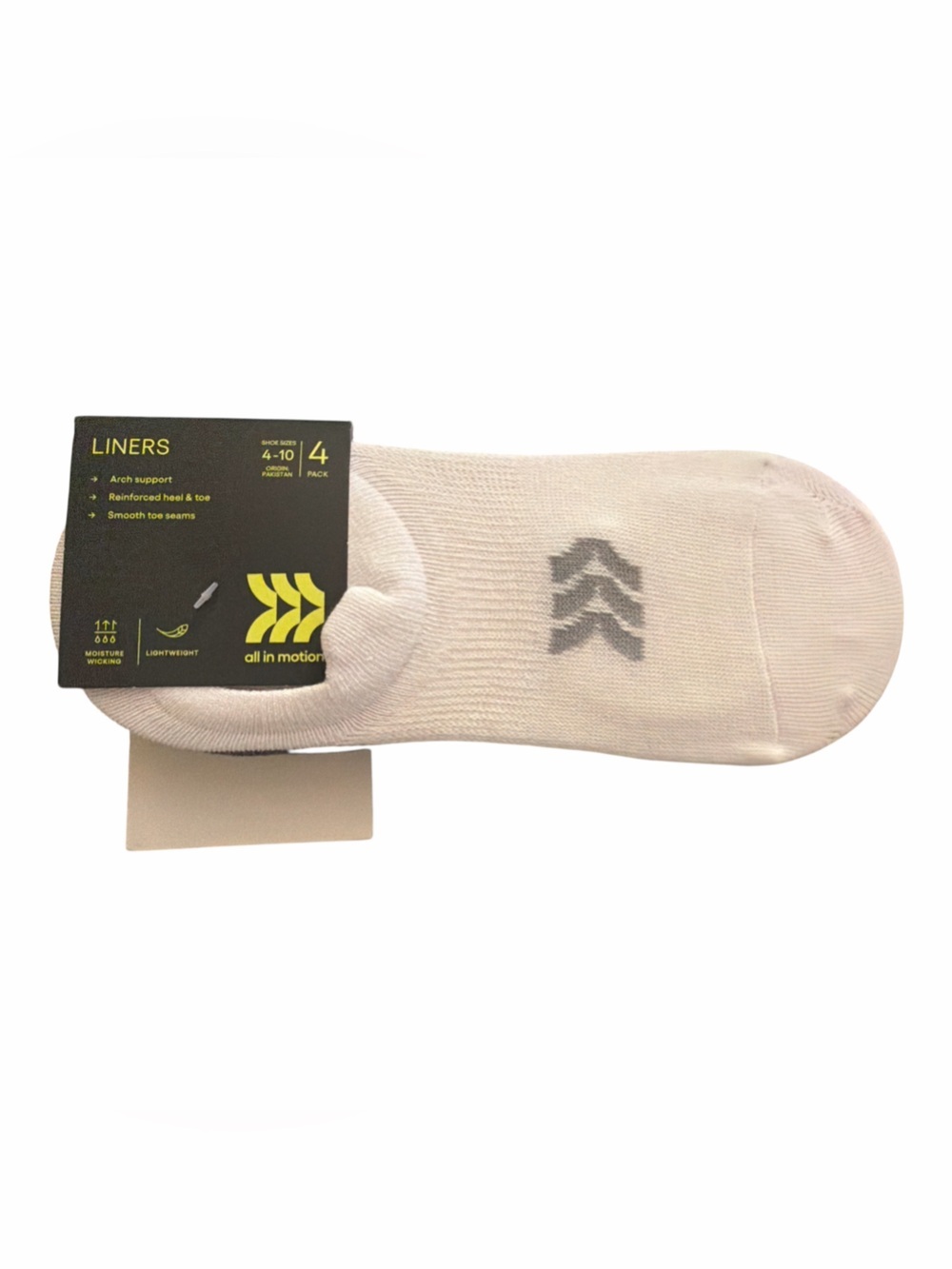 all in motion White No-Show Liner Socks with Gray Logo - 4 Pack